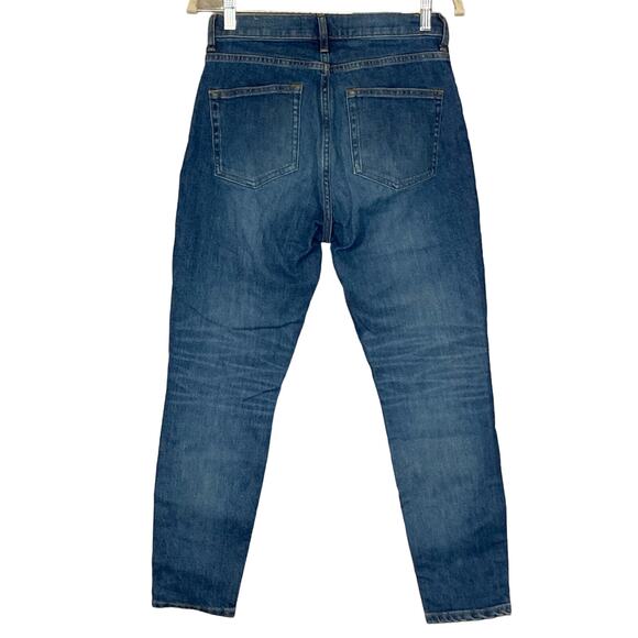 Everlane Ankle Jeans High Waist Medium Blue Wash Stretch Denim Relaxed Size 27 - Picture 4 of 16